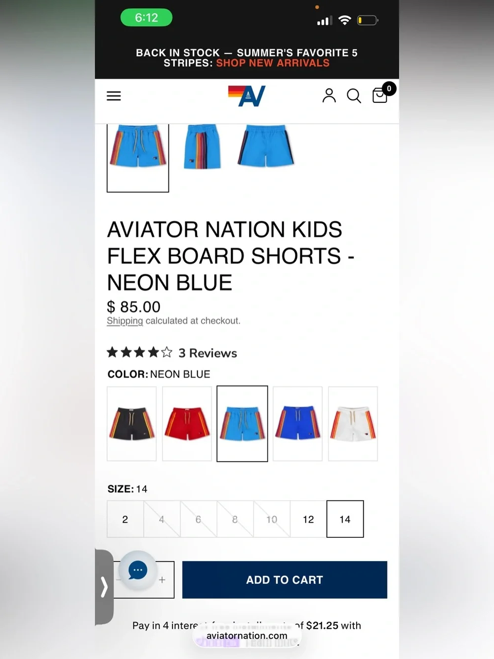 Aviator Nation Kids Flex Board Shorts